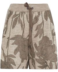 Brunello Cucinelli - Floral-print Knitted Bermuda Shorts - Lyst