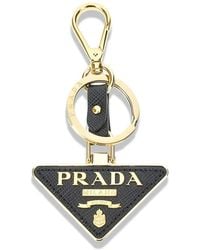Prada - Porte-Clés En Cuir Et Métal Saffiano - Lyst