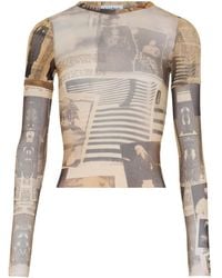 Jean Paul Gaultier - Double-Sleeves Journal-Print Top - Lyst