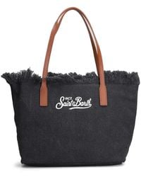 MC2 Saint Barth - Medium City Canvas Shopper Bag With Fringes - Lyst