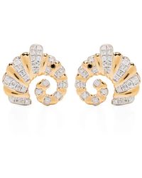 Yvonne Léon - 18Kt Paire De Puces Elephant Coquillage Diamond Earrings - Lyst