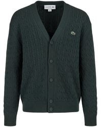 Lacoste - Cable-Knit Logo-Patch Cardigan - Lyst