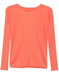 Pleats Please Issey Miyake - Pleated Long-Sleeve Top - Lyst