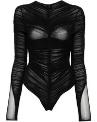 Mugler - Semi-Transparenter Body Mit Raffungen - Lyst