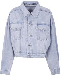 Alexander Wang - Giacca Denim Con Effetto Schiarito - Lyst