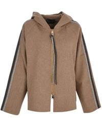 Lorena Antoniazzi - Hooded Side-Stripe Jacket - Lyst