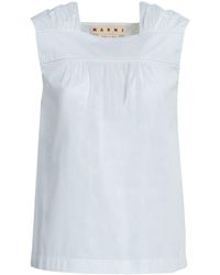 Marni - Ruched Sleeveless Cotton Top - Lyst
