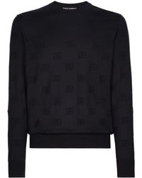 Dolce & Gabbana - Pullover aus Seide mit Intarsien-Logo - Lyst