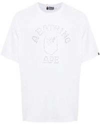 A Bathing Ape - College Rhinestone-embellished T-shirt - Lyst