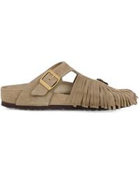 Etro - X Birkenstock Suede Gizeh Sandals With Fringes - Lyst