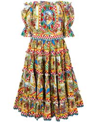 Dolce & Gabbana - Sicilian Carretto Print Dress - Lyst