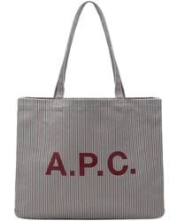 A.P.C. - Logo-Print Striped-Pattern Tote Bag - Lyst