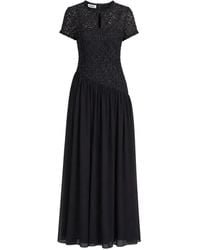 Baruni - Zaina Guipure Lace-Bodice Pleated Maxi Dress - Lyst