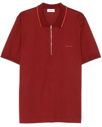 Ferragamo - Zip-Fastening Logo-Embroidered Polo Shirt - Lyst