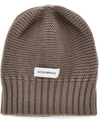 Emporio Armani - Logo-Patch Chunky-Knit Beanie Hat - Lyst