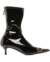 DIESEL - Logo-Plaque Heeled Boots - Lyst
