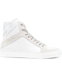 Zadig & Voltaire - High Flash Panelled Leather Sneakers - Lyst