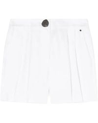 ARMANI EXCHANGE - Pleated Button-Fastening Linen Shorts - Lyst