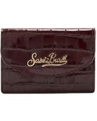 MC2 Saint Barth - Bordeaux Leather Card Holder With Croco Print - Lyst