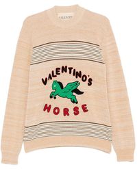 Valentino Garavani - Wool And Cotton Sweater With Horse Patch - Lyst