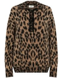 Laneus - Leopard-Jacquard Knit Sweater - Lyst