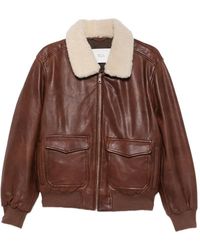 Tela - Shearling-Collar Leather Jacket - Lyst
