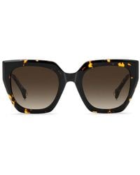 Carolina Herrera - Tortoiseshell-Effect Squared-Frame Sunglasses - Lyst