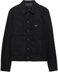 Prada - Denim Jack Met Chevron Streep - Lyst
