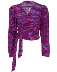 LHD - Gingham Tie Blouse - Lyst