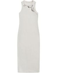 Area - Crystal-Embellished Ribbed Knit Dress - Lyst