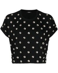 Balmain - Crystal-embellished Cotton T-shirt - Lyst