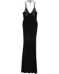 Elisabetta Franchi - Sheer-Panelled Pleated Maxi Dress - Lyst