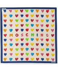 Moschino - Heart-Print Logo-Detail Silk Scarf - Lyst