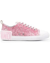 Moschino - Glitter-Embellished Sneakers - Lyst