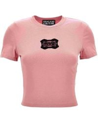 Versace Jeans Couture - Logo-Patch Cropped T-Shirt - Lyst