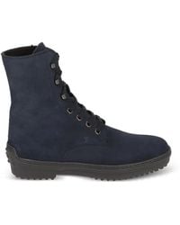 Tod's - Suede Lace-Up Combat Boots - Lyst