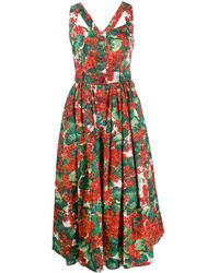 Dolce & Gabbana Midi-jurk Met Portofino Print - Rood