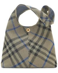 Burberry - Small Check Knitted Shoulder Bag - Lyst