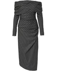 Carolina Herrera - Off-shoulder pinstripe asymmetric day dress - Lyst