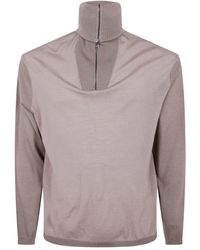 Emporio Armani - Sweater Met Hoge Hals En Rits - Lyst