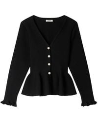 Sandro - Textured Peplum Cardigan - Lyst