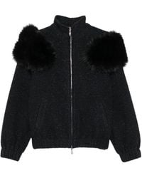 ShuShu/Tong - Faux-Fur Trim Flecked Coat - Lyst