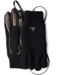 Prada Windproof Knit Gloves in Black for Men | Lyst UK