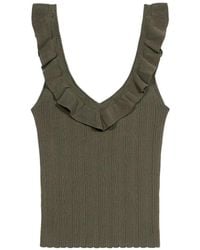 Blumarine - Ruffled V-Neck Tank Top - Lyst