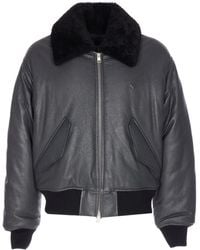 Ami Paris - Zip-Up Leather Bomber Jacket - Lyst