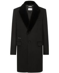 Philipp Plein - Faux-Fur Trim Single-Breasted Coat - Lyst