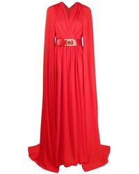 Elie Saab - Belted Cape-effect Silk Gown - Lyst