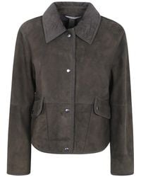 The Jackie Leathers - Veste En Daim À Col En Velours Côtelé - Lyst