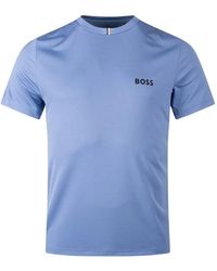 BOSS - Logo-Print Stripe-Detail T-Shirt - Lyst