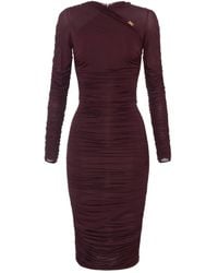 Elisabetta Franchi - Vestido midi fruncido - Lyst